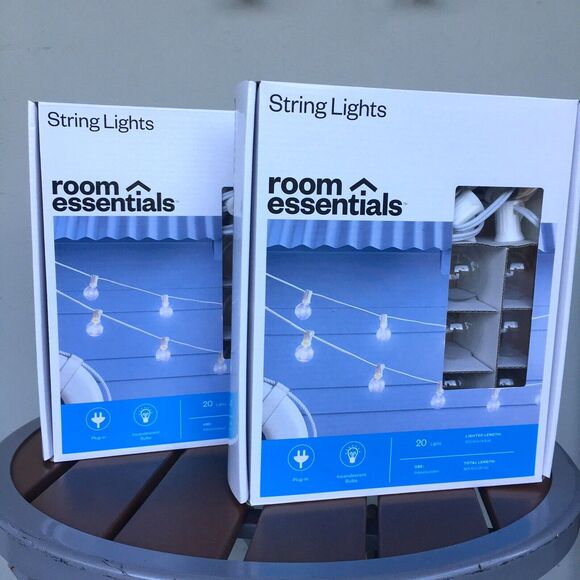 Room Essential String Lights 2 New Boxes Indoor/Outdoor 40 Bulb Patio Living - Picture 1 of 8